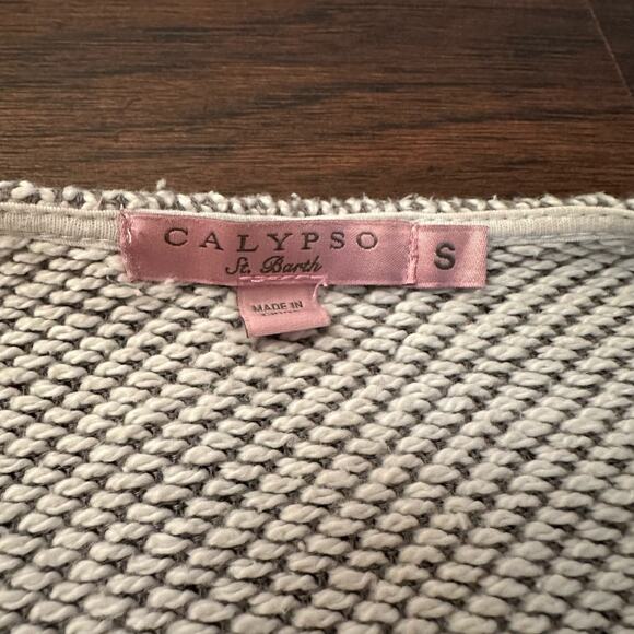 Calypso St. Barth gray & white knit open front cardigan size S - Picture 6 of 11